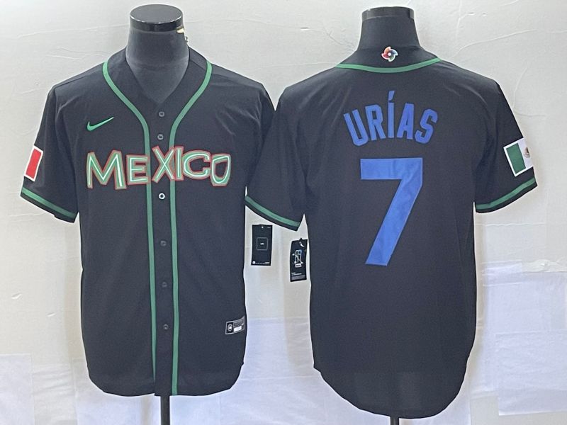 Men 2023 World Cub Mexico #7 Urias Black blue Nike MLB Jersey12